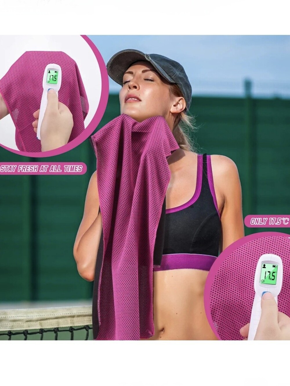 Cooling Mesh Dark Blue Sports Towel - Picture 3 of 6